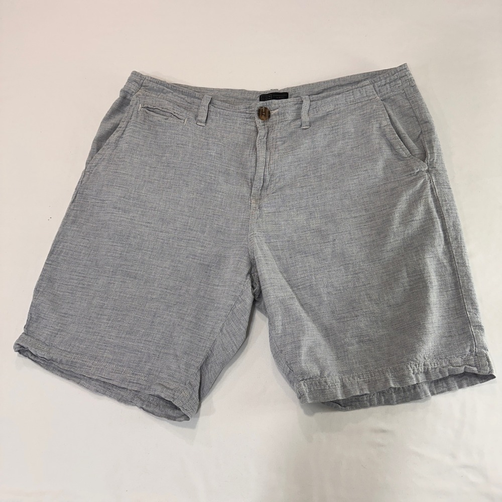 14th & Union‎ Linen Blend Slim Fit Shorts Mens 38 Blue White Stripe | Coastal